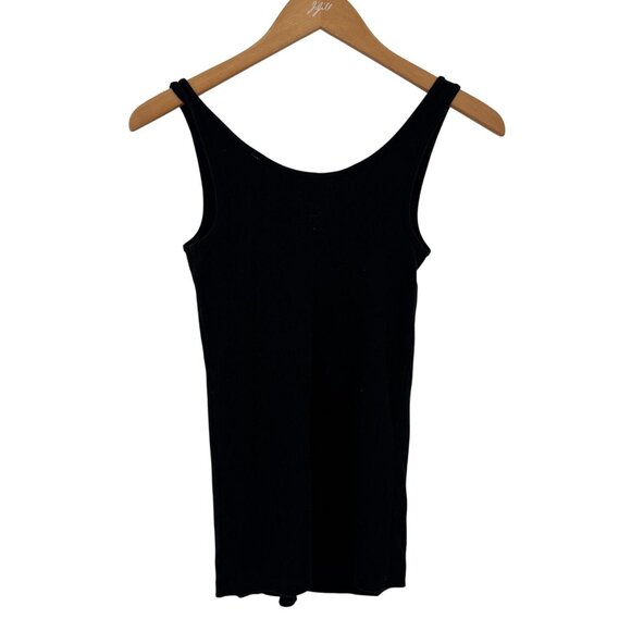 Old Navy Y2K Ribbed Henley Tank Top Womens Size S FItted Button Up Vintage Black - Picture 6 of 7